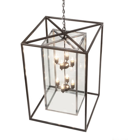 2nd Ave Lighting Kitzi Box 28" Square Pendant in Timeless Bronze and Extreme Chrome Finish
