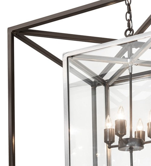 2nd Ave Lighting Kitzi Box 28" Square Pendant in Timeless Bronze and Extreme Chrome Finish