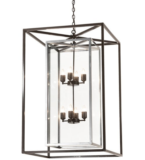 2nd Ave Lighting Kitzi Box 28" Square Pendant in Timeless Bronze and Extreme Chrome Finish