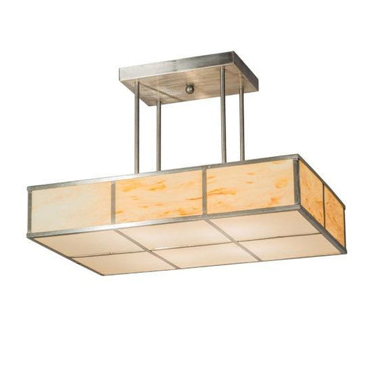 2nd Ave Lighting Kyoto 30" Oblong Pendant With Satin Stainless Steel Finish
