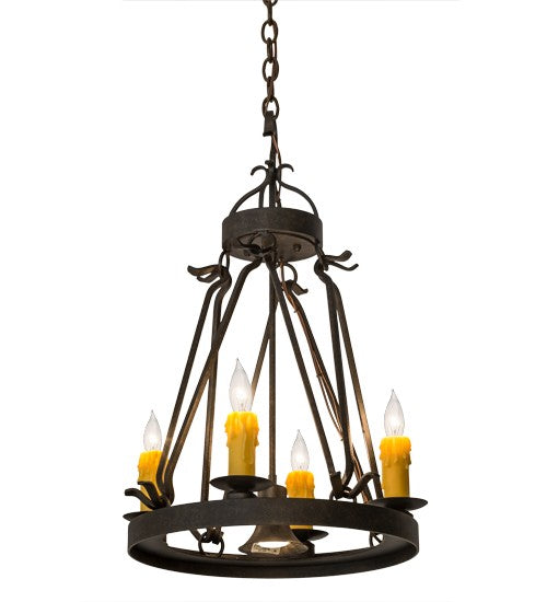 2nd Ave Lighting Lakeshore 18" Wide 4 LT Chandelier With Downlight in Chestnut Finish