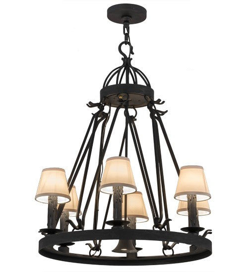 2nd Ave Lighting Lakeshore 28" Wide 6 LT Chandelier With Downlight in Costello Black