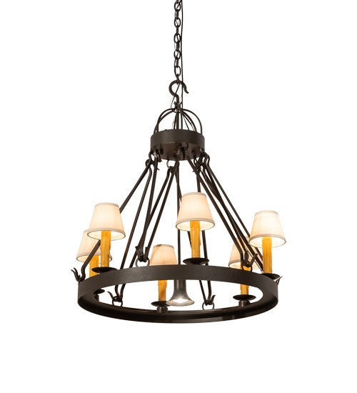 2nd Ave Lighting Lakeshore 28" Wide 6 Light Chandelier With Downlight in Wrought Iron Finish