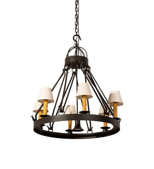 2nd Ave Lighting Lakeshore 28" Wide 6 Light Chandelier With Downlight in Wrought Iron Finish