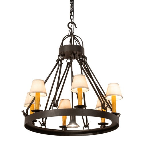 2nd Ave Lighting Lakeshore 28" Wide 6 Light Chandelier With Downlight in Wrought Iron Finish