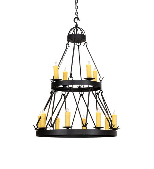2nd Ave Lighting Lakeshore 36" Wide 12 Light Two Tier Chandelier in Old Wrought Iron Finish
