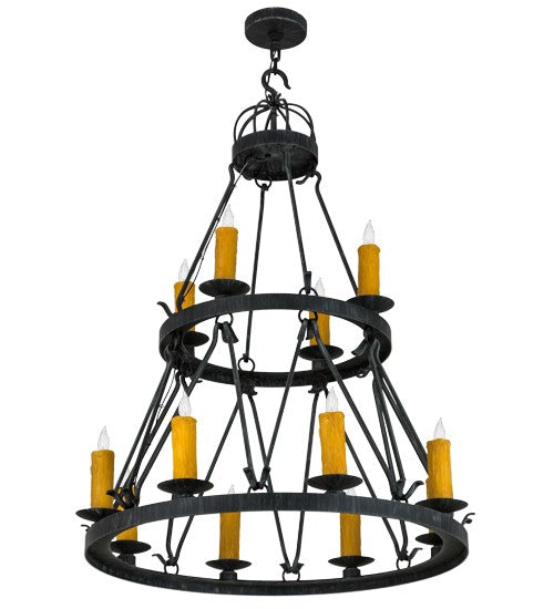 2nd Ave Lighting Lakeshore 36" Wide Two Tier 12 Light Chandelier in Antique Iron Gate Finish