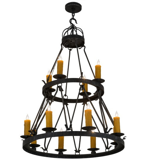 2nd Ave Lighting Lakeshore 36" Wide Two Tier 12 Light Chandelier in Antique Iron Gate Finish