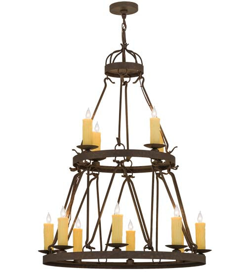 2nd Ave Lighting Lakeshore 36" Wide Two Tier 12 Light Chandelier in Gilded Tobacco Finish