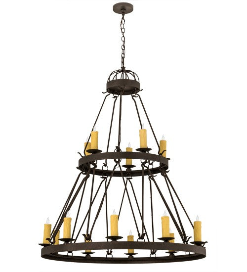 2nd Ave Lighting Lakeshore 45" Wide Two Tier 15 LT Chandelier in Gilded Tobacco Finish