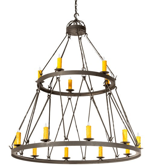 2nd Ave Lighting Lakeshore 60" Wide Two Tier 15 Light Chandelier in Wrought Iron Finish