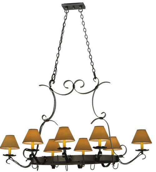 2nd Ave Lighting Laramie 54" Long 8 Light Pot Rack in Blackened Pewter Finish