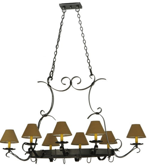 2nd Ave Lighting Laramie 54" Long 8 Light Pot Rack in Blackened Pewter Finish