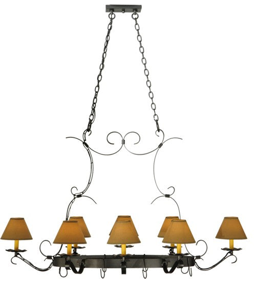 2nd Ave Lighting Laramie 54" Long 8 Light Pot Rack in Blackened Pewter Finish