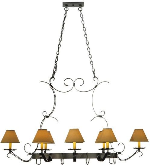 2nd Ave Lighting Laramie 54" Long 8 Light Pot Rack in Blackened Pewter Finish