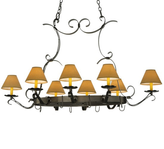 2nd Ave Lighting Laramie 54" Long 8 Light Pot Rack in Blackened Pewter Finish
