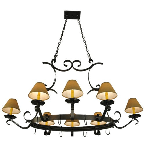 2nd Ave Lighting Laramie 54" Long 8 Light Pot Rack in Blackened Pewter Finish