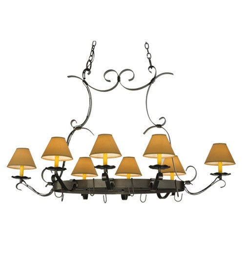 2nd Ave Lighting Laramie 54" Long 8 Light Pot Rack in Blackened Pewter Finish