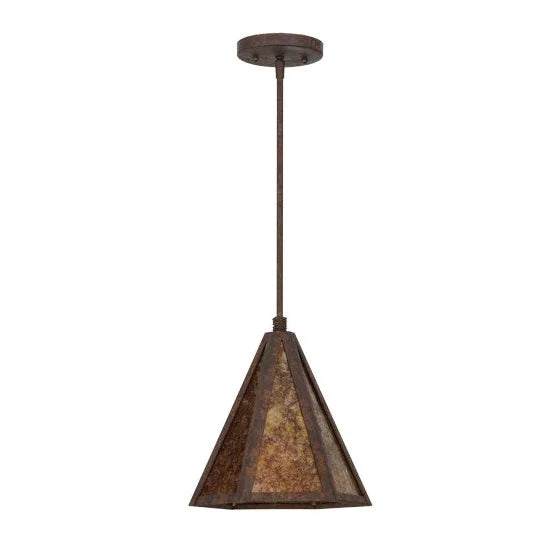 2nd Ave Lighting Lars 10" 1-Light E26 Base Amber Mica Lens Rusty Nail Pendant Light