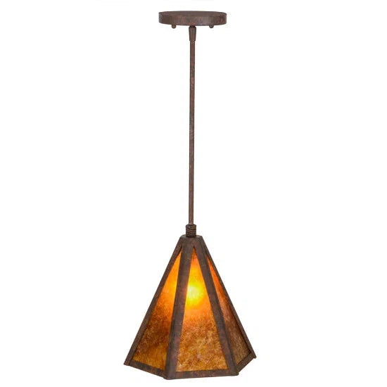 2nd Ave Lighting Lars 10" 1-Light E26 Base Amber Mica Lens Rusty Nail Pendant Light