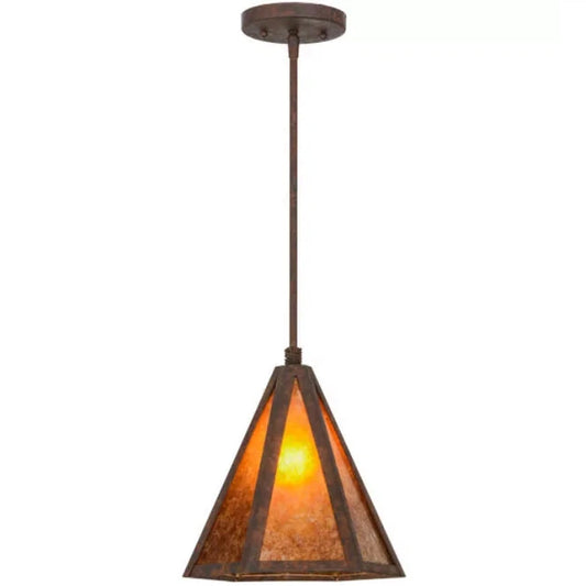2nd Ave Lighting Lars 10" 1-Light E26 Base Amber Mica Lens Rusty Nail Pendant Light