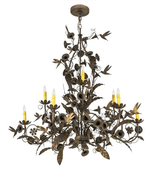 2nd Ave Lighting Le Printemps 36" Wide 9 Light Chandelier in Matte Antique Brass Finish