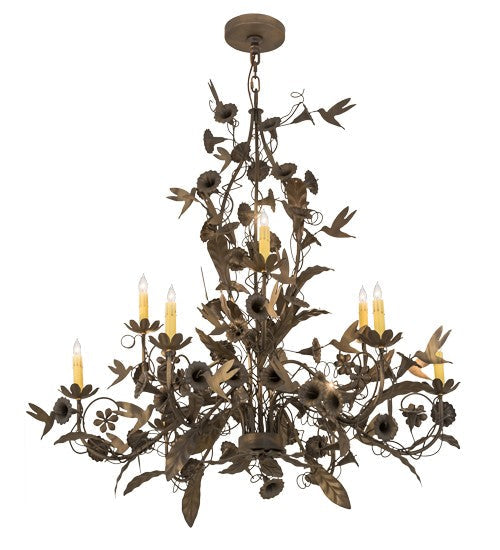 2nd Ave Lighting Le Printemps 36" Wide 9 Light Chandelier in Matte Antique Brass Finish
