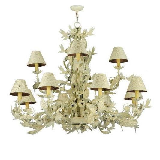 2nd Ave Lighting Le Printemps 52" Wide 12 LT Chandelier With Custom White Crackle Finish