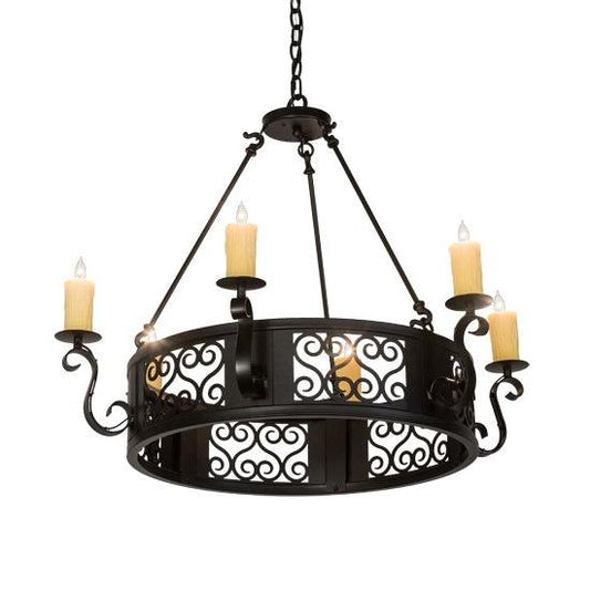 2nd Ave Lighting Liesel 36" Wide 6 Light Chandelier in Blackwash Finish