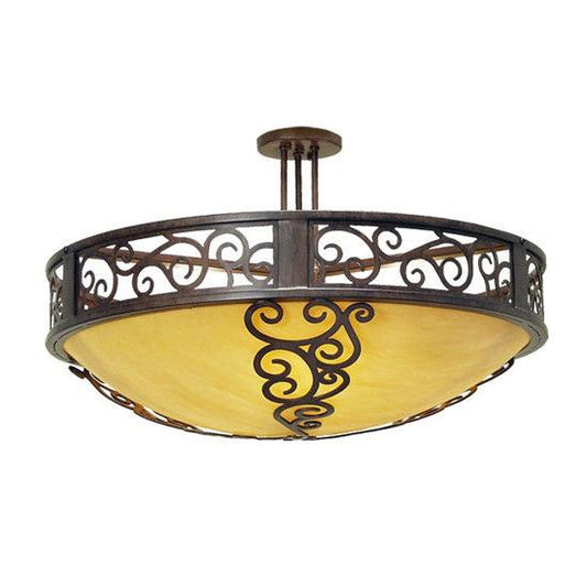 2nd Ave Lighting Lilliana 28" Botticino Idalight Rustic Iron Semi-Flush Mount Lighting
