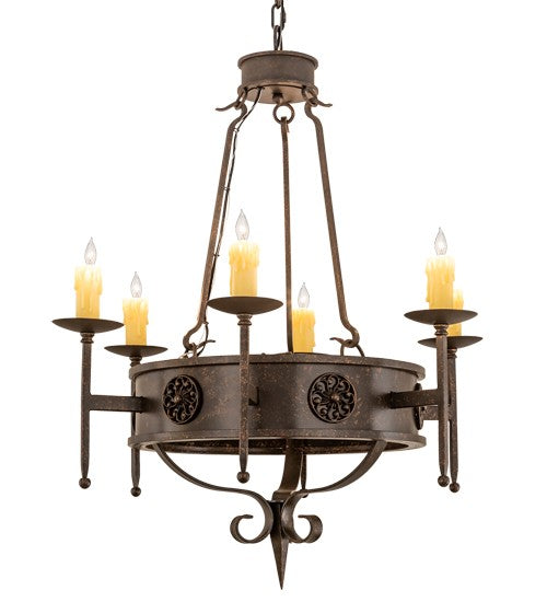2nd Ave Lighting Lorenzo 30" Wide 6 Light Chandelier in Gilded Tobacco Finish