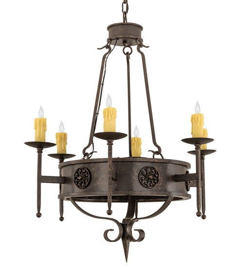 2nd Ave Lighting Lorenzo 30" Wide 6 Light Chandelier in Gilded Tobacco Finish