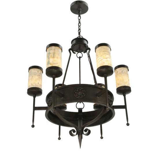 2nd Ave Lighting Lorenzo 30" Wide 6 Light Chandelier in Gilded Tobacco Finish