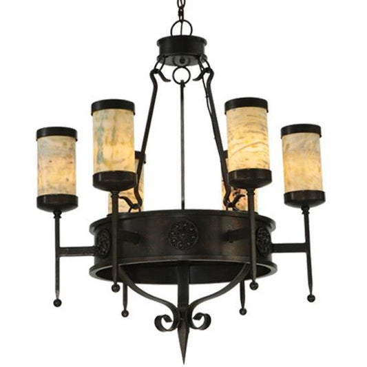 2nd Ave Lighting Lorenzo 30" Wide 6 Light Chandelier in Gilded Tobacco Finish
