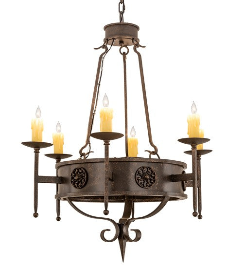 2nd Ave Lighting Lorenzo 30" Wide 6 Light Chandelier in Gilded Tobacco Finish