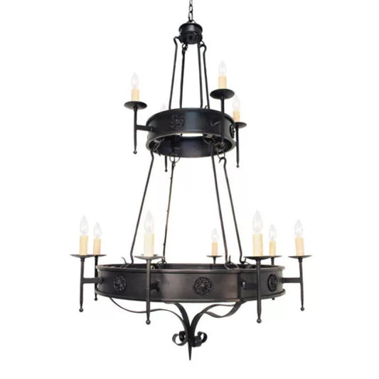 2nd Ave Lighting Lorenzo 48" 12-Light Costello Black Chandelier
