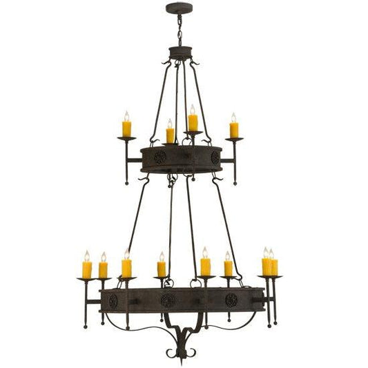 2nd Ave Lighting Lorenzo 48" Wide 12 LT Two Tier Chandelier in Distressed Chestnut Finish