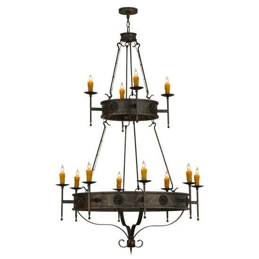 2nd Ave Lighting Lorenzo 48" Wide 12 LT Two Tier Chandelier in French Bronze