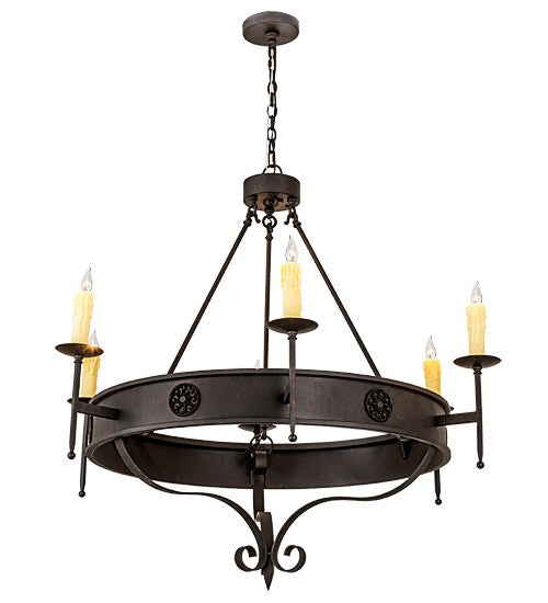 2nd Ave Lighting Lorenzo 48" Wide 6 LT Chandelier in Chestnut Finish