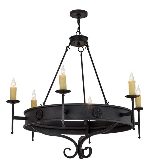 2nd Ave Lighting Lorenzo 48" Wide 6 Light Chandelier in Hand Rubbed Costello Black Finish