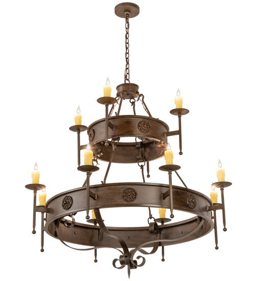 2nd Ave Lighting Lorenzo 48" Wide Two Tier 12 Light Chandelier in Classic Rust Finish