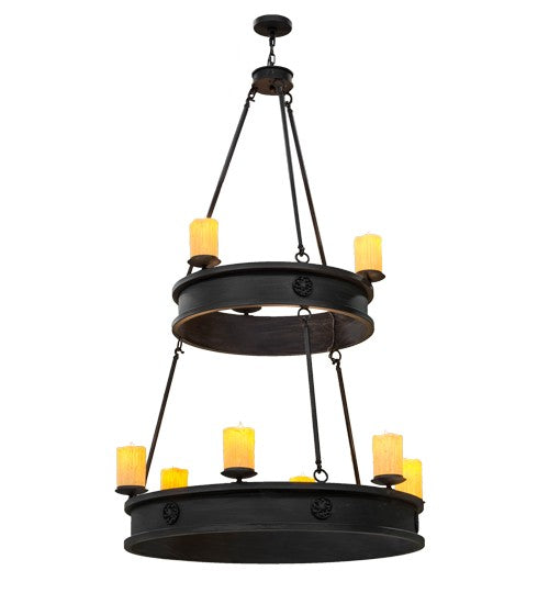 2nd Ave Lighting Lorenzo 48" Wide Two Tier 9 Light Chandelier in Hand Rubbed Costello Black Finish