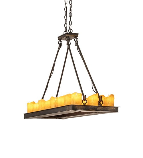 2nd Ave Lighting Loxley 39" Long 18 Light Oblong Chandelier in Antique Black Finish