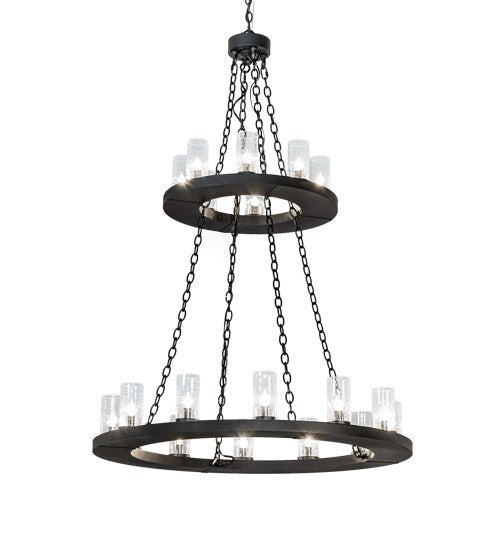2nd Ave Lighting Loxley 42" Wide 2 Light Two Tier Chandelier in Textured Black Finish