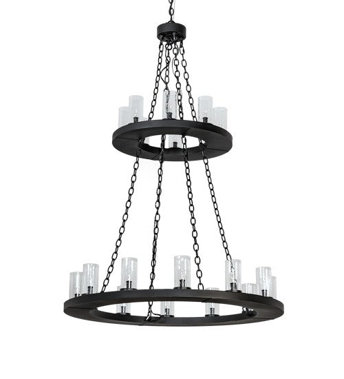 2nd Ave Lighting Loxley 42" Wide 2 Light Two Tier Chandelier in Textured Black Finish
