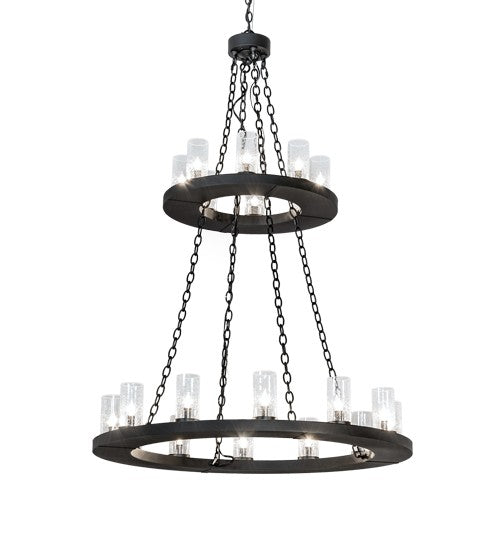 2nd Ave Lighting Loxley 42" Wide 2 Light Two Tier Chandelier in Textured Black Finish