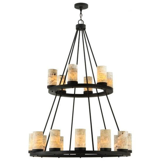 2nd Ave Lighting Loxley 42" Wide Jadestone 18 LT Two Tier Chandelier in Chestnut Finish