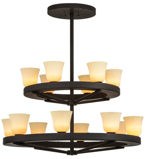 2nd Ave Lighting Loxley 57" Wide 14 LT Two Tier Piedmont Chandelier in Dark Roast Finish