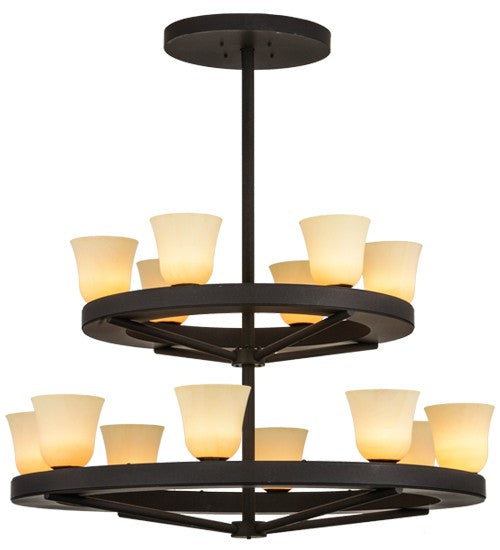 2nd Ave Lighting Loxley 57" Wide 14 LT Two Tier Piedmont Chandelier in Dark Roast Finish