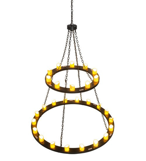 2nd Ave Lighting Loxley 60" Wide Two Tier 28 Light Chandelier in Timeless Bronze